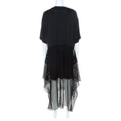 Pre Owned MM6 Maison Margiela Black Mesh Panel Overlay Oversized Midi Dress XS