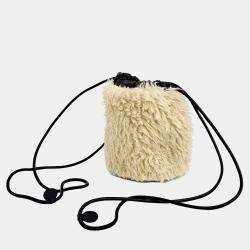 MM6 Maison Margiela Beige Black Shearling MM6 bucket bag
