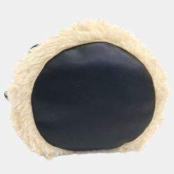 MM6 Maison Margiela Beige Black Shearling MM6 bucket bag