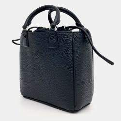 MM6 Maison Margiela Black Leather Vertical Tote and Shoulder Bag