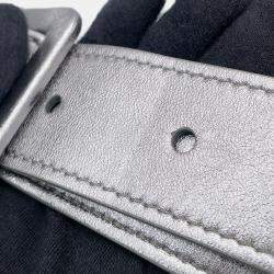 Pre Owned Maison Margiela Glam Slam Classic 2-Way Shoulder Bag Silver Leather Size Small