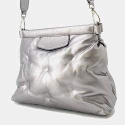Pre Owned Maison Margiela Glam Slam Classic 2-Way Shoulder Bag Silver Leather Size Small