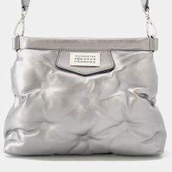Pre Owned Maison Margiela Glam Slam Classic 2-Way Shoulder Bag Silver Leather Size Small