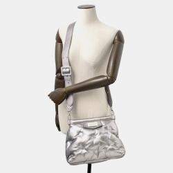 Pre Owned Maison Margiela Glam Slam Classic 2-Way Shoulder Bag Silver Leather Size Small