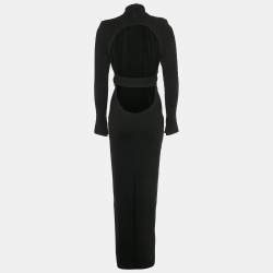 Pre Owned Mônot Black Crepe Open Back Maxi Dress S