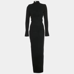 Pre Owned Mônot Black Crepe Open Back Maxi Dress S