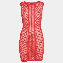 Pre Owned Moeva Red Crochet Sleeveless Mini Maggie Dress M