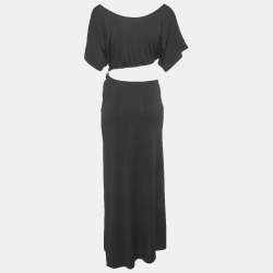 Pre Owned فستان موجو بيتش جيرسي أسود بقصة مقاس صغير (سمول)