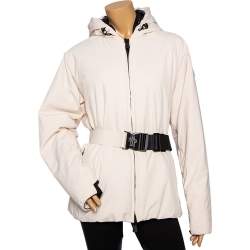 Moncler Grenoble Cream Synthetic Padded Down Belted Jacket M