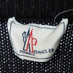 Moncler Grenoble Black Smocked Nylon and Wool Knit Evening Jacket S