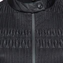 Moncler Grenoble Black Smocked Nylon and Wool Knit Evening Jacket S