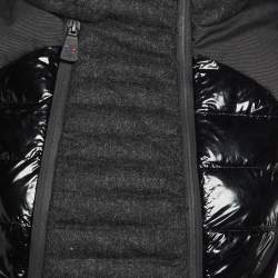 Pre Owned Moncler Grenoble Black Wool & Polyamide Paneled Quilted Hooded Jacket S