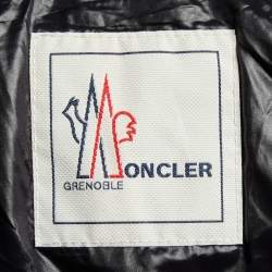 Pre Owned Moncler Grenoble Black Wool & Polyamide Paneled Quilted Hooded Jacket S