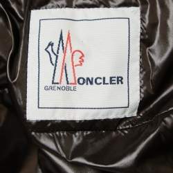 Moncler Grenoble  Burgundy Quilted Fur Detail Hooded Bever Jacket S