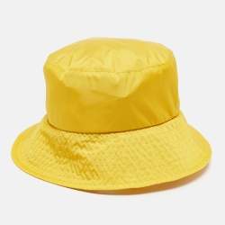 Moncler Yellow Logo Patch Nylon Bucket Hat M