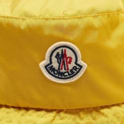 Moncler Yellow Logo Patch Nylon Bucket Hat S