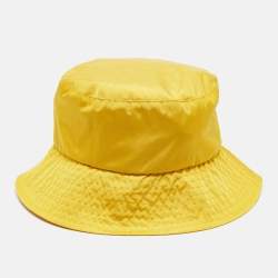 Moncler Yellow Logo Patch Nylon Bucket Hat S