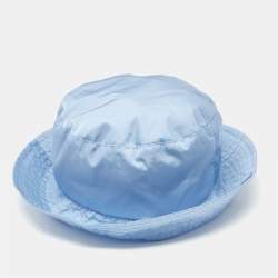 Moncler Blue Logo Applique Nylon Bucket Hat M
