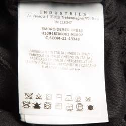 Pre Owned Moncler Black Broderie Anglaise Embroidered Cotton Asymmetric Midi Dress XS