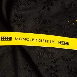 Pre Owned Moncler Black Broderie Anglaise Embroidered Cotton Asymmetric Midi Dress XS