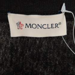 Pre Owned Moncler Black Broderie Anglaise Embroidered Cotton Asymmetric Midi Dress XS