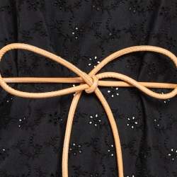 Pre Owned Moncler Black Broderie Anglaise Embroidered Cotton Asymmetric Midi Dress XS