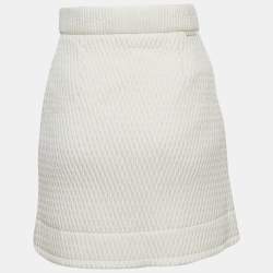 Pre Owned Moncler White Nylon Quilted Mini Skirt S
