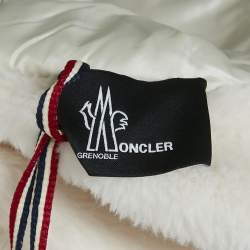 Pre Owned Moncler Grenoble Ivory Faux Shearling Down Maglia Cardigan Jacket L