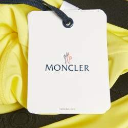 Pre Owned Moncler Yellow Logo Print Jersey Leggings M