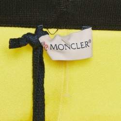 Pre Owned Moncler Yellow Logo Print Jersey Leggings M