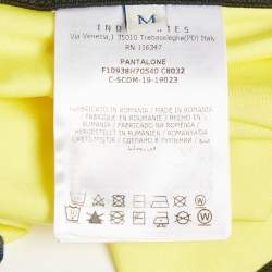 Pre Owned Moncler Yellow Logo Print Jersey Leggings M