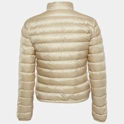 Pre Owned سترة مونكلر مبطن ناعم بلون البيج مقاس صغير جداً - إكس إكس سمول