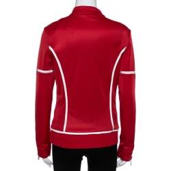 Pre Owned Moncler Red Jersey Contrast Trim Detail Zip Front Track Jacket L