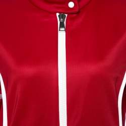 Pre Owned Moncler Red Jersey Contrast Trim Detail Zip Front Track Jacket L