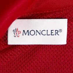 Pre Owned Moncler Red Jersey Contrast Trim Detail Zip Front Track Jacket L