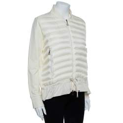 Pre Owned Moncler Cream White Nylon Maglia Puffer Jacket L