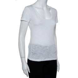 Pre Owned Moncler White Cotton Scoop Neck T-Shirt XS