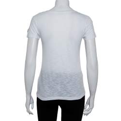 Pre Owned Moncler White Cotton Scoop Neck T-Shirt XS
