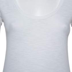 Pre Owned Moncler White Cotton Scoop Neck T-Shirt XS