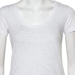 Pre Owned Moncler White Cotton Scoop Neck T-Shirt XS