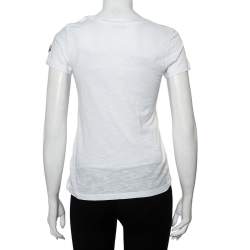 Pre Owned Moncler White Cotton Scoop Neck T-Shirt XS