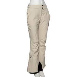 Pre Owned Moncler Cream Synthetic Padded Flared Ski Pants M