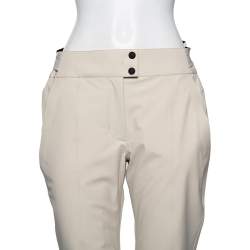 Pre Owned Moncler Cream Synthetic Padded Flared Ski Pants M