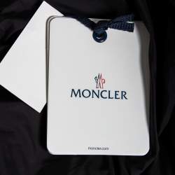 Pre Owned Moncler Black Synthetic Fur Lined Hood Detail Belted Down Jacket L