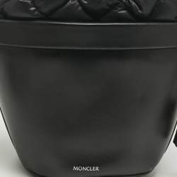 Pre Owned Moncler Black Leather and Nylon Seaux Seaux Bucket Bag