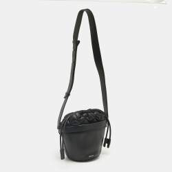 Pre Owned Moncler Black Leather and Nylon Seaux Seaux Bucket Bag