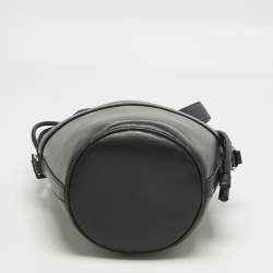 Pre Owned Moncler Black Leather and Nylon Seaux Seaux Bucket Bag