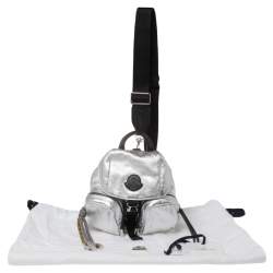 Pre Owned Moncler Silver Leather Mini Dauphine Backpack