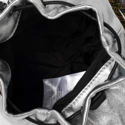 Pre Owned Moncler Silver Leather Mini Dauphine Backpack