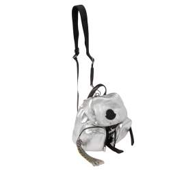 Pre Owned Moncler Silver Leather Mini Dauphine Backpack